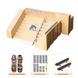 NJYW 8-in-1 Fingerboard Skate Park Kit with 3 Mini Fingerboards, DIY Finger Skateboard Ramp Set for Kids Ages 5+