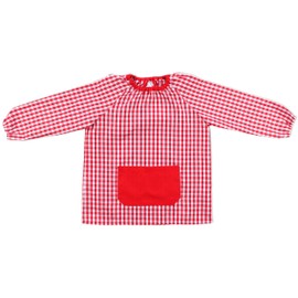 H HANSEL HOME Craft apron for children at school, apron used for eating, painting and crafts, painting apron children without button, elastic cuffs and neck, red