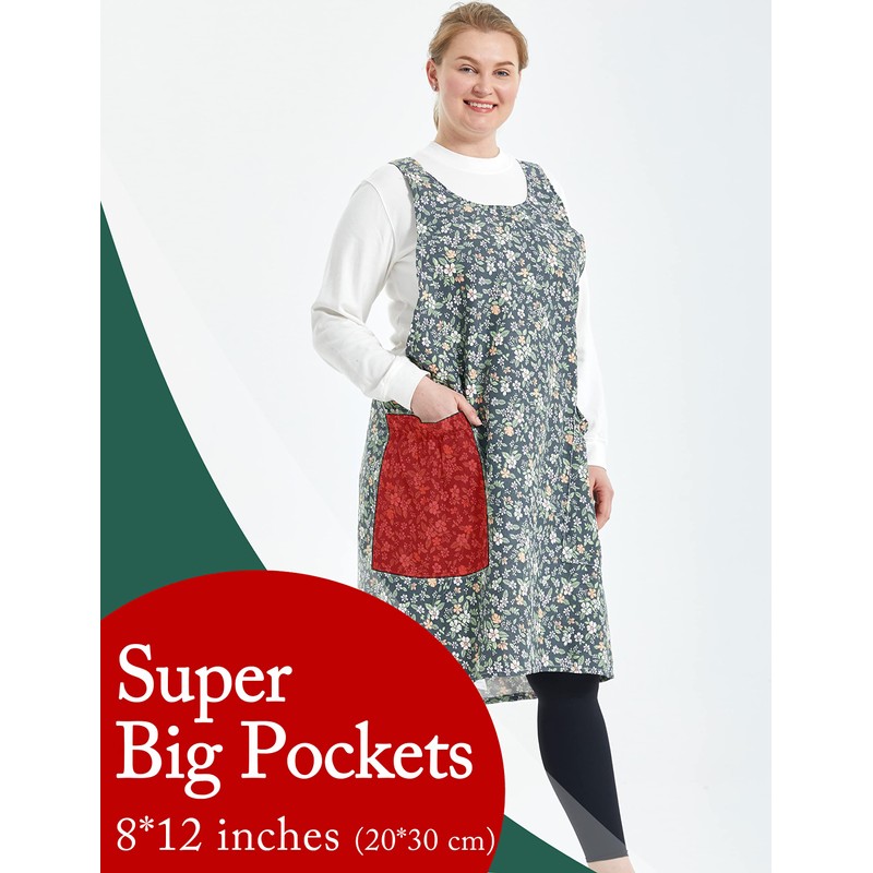 Big Plus Size Aprons for Women with Pockets Cotton Linen