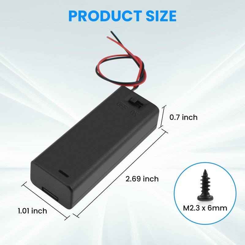 SDTC Tech 1 x 1.5V AA Battery Holder with Wires,
