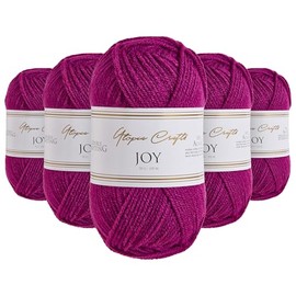 Utopia Crafts JOY DK Fil à tricoter 5 x 50 g – 100% acrylique (magenta royal)