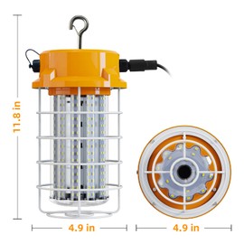 LED Temporary Work Light 100W 15000Lm 5000K Daylight White High Bay led Construction Light with Hook Portable Linkable Durable LED Job Site Lighting for Damp Location Indoor Outdoor Area Lighting