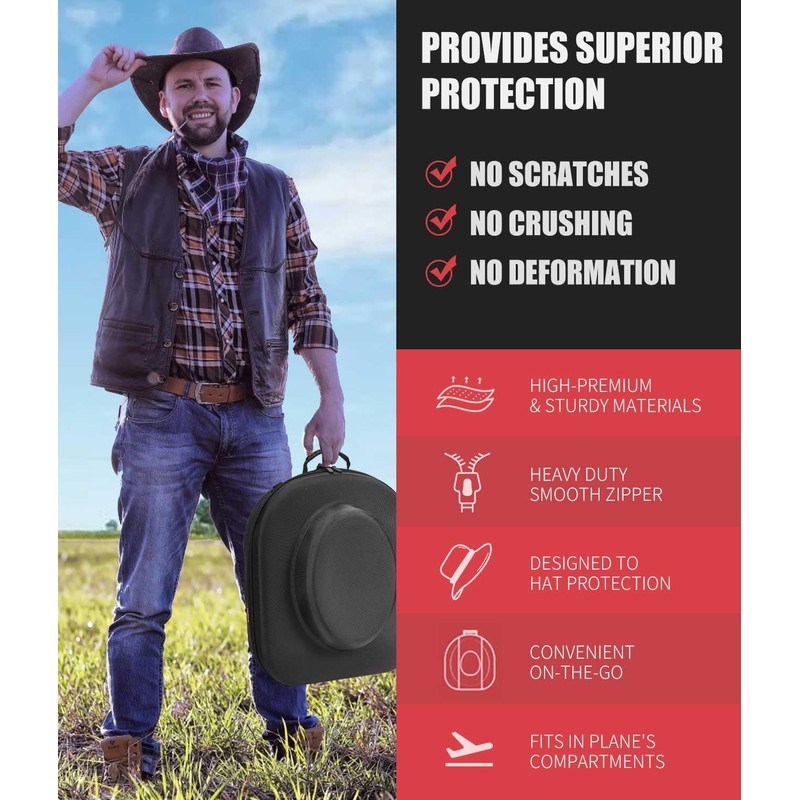 Livelab Hat Box for Travel - Crush Proof Cowboy Hat