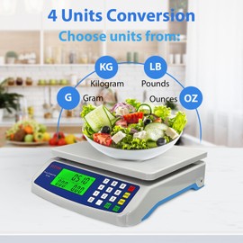 30kg/66lb Commercial Food Scale Large Digital Kitchen Scale for Baking Cooking Bread Meat Weight Price Computing Scale with LCD Display Counting Scales for Coins Adapter Included | MOCCO