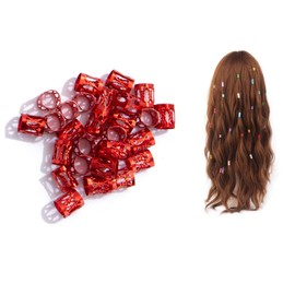 Dreadlocks Adjustable Metal Hair Cuffs Hair Braiding Beads Hair Accessory, Clip Hair Braiding Beads Rings Hair Styling for Women Gir 100PCS Red