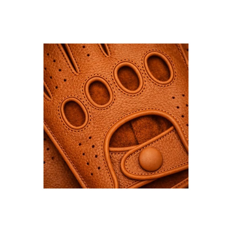 Riparo Men’s Fingerless Leather Driving Gloves – Genuine Cowhide Half-Finger