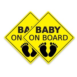 2 Pcs Reflective Baby on Board sign for Car, Reflective Kids Safety Warning Sticker, Baby on Board Signs for Car Window Cling Waterproof/Weatherproof (A)