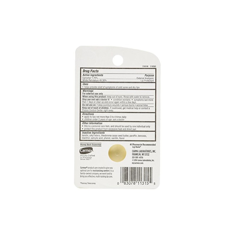 Carmex Bálsamo labial clásico medicado, 0.25 oz