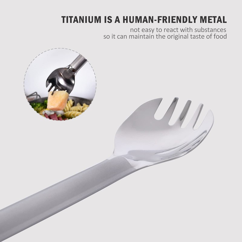 Boundless Voyage Outdoor Titanium Long Handle 220mm Spork Polished Titanium