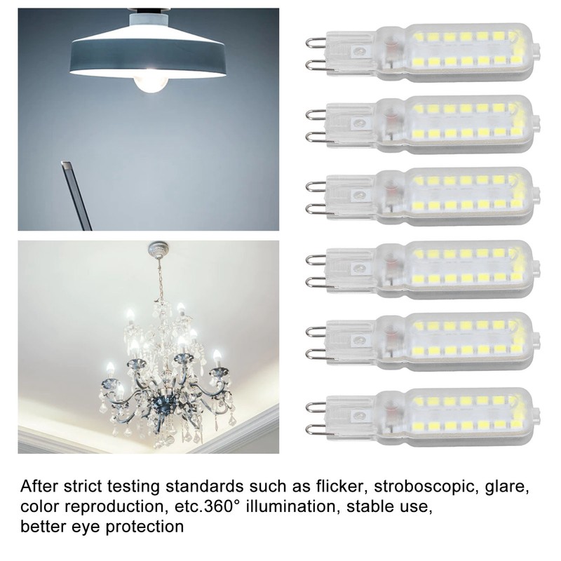 6pcs G9 LED Bulbs 7W Dimmable 360° Illumination Replacement Light