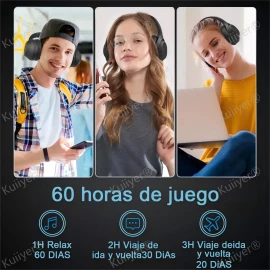 Audfonos Bluetooth Inalmbricos De Diadema Con Activa Cancelacin Ruido Y Micrfono Integrado Kuiiyer E301, 60 Horas De Duracin De La Batera (negro)...  