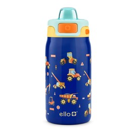 Ello Kids Pop & Fill 12oz Water Bottle with Quick Fill Lid, Double-Wall Vacuum Insulated Stainless Steel, Leak Proof, BPA Free, Sip & Chug, For School, Lunchboxes, Construction Site