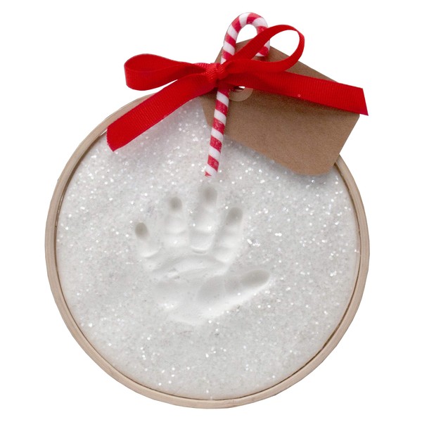 Child to Cherish Glitter Baby Handprint First Christmas Ornament Kit with Wooden Ring