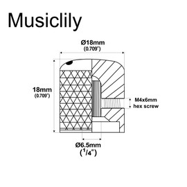 Musiclily Pro 1/4" Steel Fine Knurled Dome Knobs Universal Fitting Control Knobs with Set Screw and Indicator Dot for Electric Guitar or Bass, Black (Set of 2)