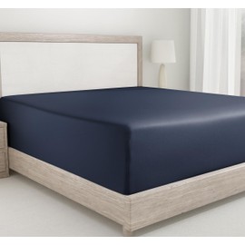 California Design Den California King Fitted Sheet Cotton, Deep Pocket 400 Thread Count 100% Cotton Sateen, No Pop-Off Elastic, Durable Fitted Sheet Only (California King, Indigo Dusty Blue)