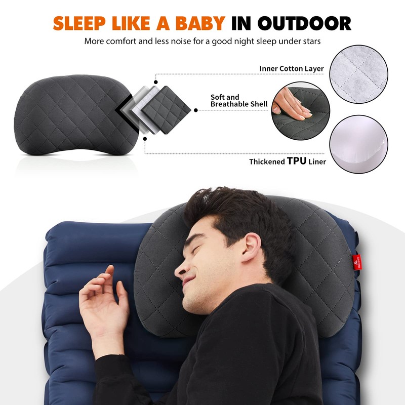 HIKENTURE Inflatable Pillow, Camping Pillow, Inflatable Pillow, Camping Travel Pillow,