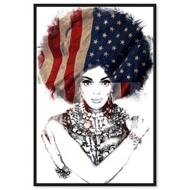 The Oliver Gal Artist Co. People Framed Wall Art Canvas Prints 'New American Woman' Portraits Home Décor, 24 in x 36 in, White, Black