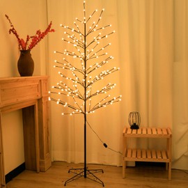 Snokip Lighted Tree 6Ft 208 LED Ball Light, Artificial Tree Light for Valentine's Day Party Festival Home Indoor Outdoor Decoration, Warm White
