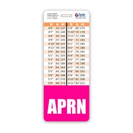 APRN Badge Buddy Vertical w/Height & Weight Conversion Charts (Oversized, Pink)