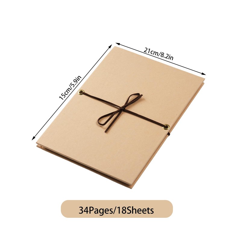 WINDAWNKE Scrapbook Album with Brown Pages and DIY Stickers, 6