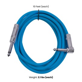 Seismic Audio Speakers Guitar Cables, Right Angle To Straight Guitar Cables, Multicolor, 10 Feet, 6 Pack