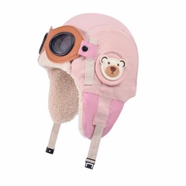 AYPOW Kids Winter Thermal Fleece Hat Bomber Hats with Detachable Goggles 6-12 Years, Windproof Adjustable Outdoor Skiing Hiking Cycling Warm Hat Cap Beanie Hat for Boys and Girls, Winter Hat Outdoor