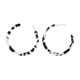 Black & White Tortoise Shell Hypoallergenic Large Hoop Earrings | Allergen Safe Earrings, Bold Statement Fashionable Hoop, Big Hoops, Lightweight, Acetate, Acrylic, Resin, Gift