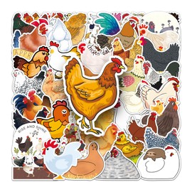 50 Pcs Chicken Vinyl Stickers,Cartoon Cute Animals Graffiti Stickers,Vinyl Waterproof Sticker for Kids Teens Girls,for Phone Laptop Bottles Skateboard Computer Phone Luggage Guitar Gifts Sticker