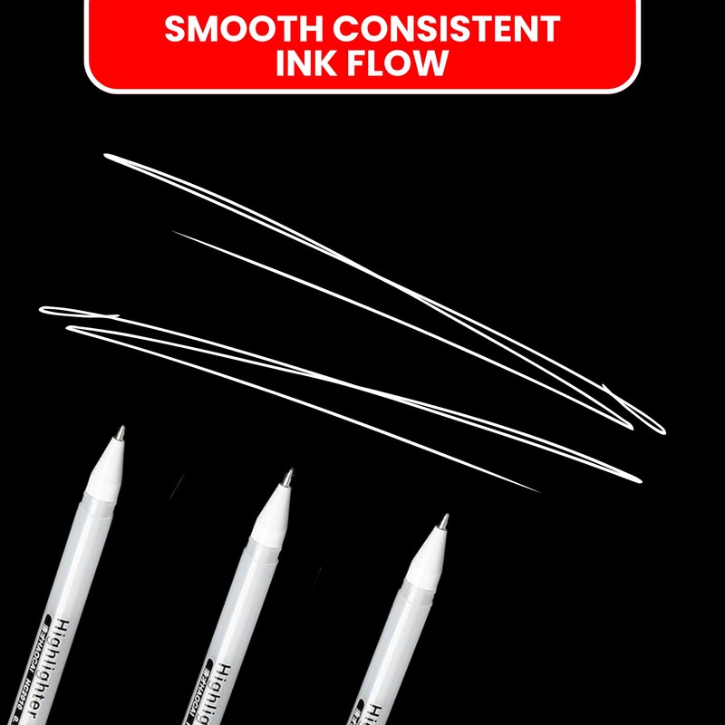 SOMCO - Pack Of 6 White Gel Pens - Fine