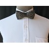 Cloud Rack mens Handmade Feather Bow Tie, Black White, Medium