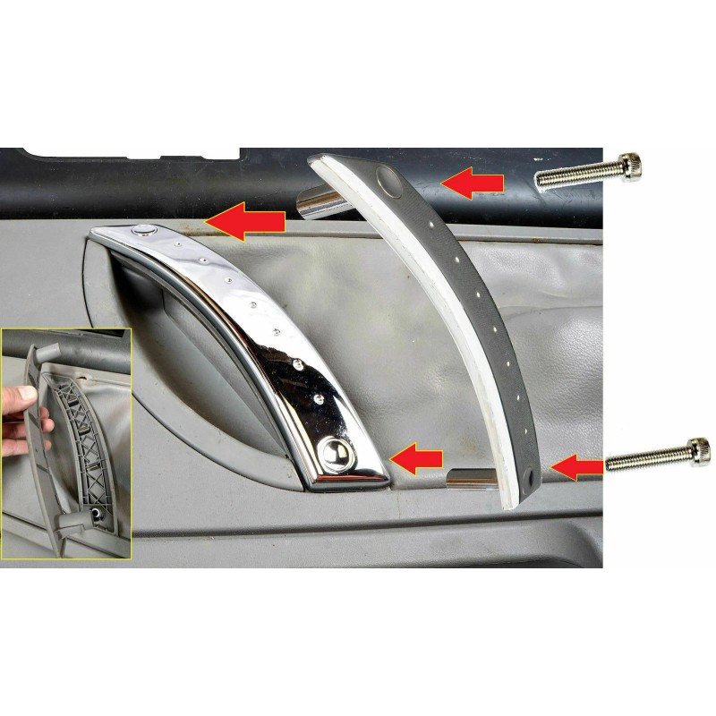 MotorKing Chrome Interior Front Left Door Pull Handle Repair Kit