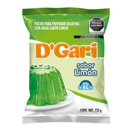 D'Gari Light Polvo para preparar gelatina con agua sabor limon 720 g, 720 grams, 1 unidad, 1