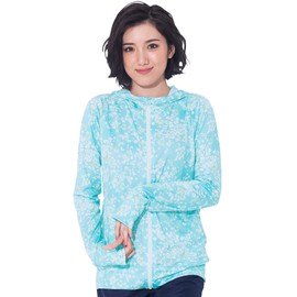 FELLOW Women's Rash Guard Hoodie, 41 Colors, Cool Touch, Hooded, Long Sleeve, UV Protection, UPF 50, flower