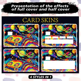 Peacoblue Bank Card Sticker Colorful Universe Credit Debit Card Custom Skin Cover Protector, 4 Styles Waterproof Scratch-Proof and Attractive Decal for Most Popular EBT Transportation Key Card
