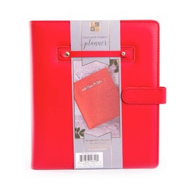 American Crafts DCWV Moment Maker Planner 6 Ring System Binder - Red, 20.1 x 24.4 cm Integrated Pockets, Magnetic Closure