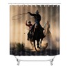 Camille&Andrew 4PCS/Set Western Cowboy Shower Curtain, Country Cowboy Riding Horse
