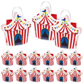 Kolldenn 12 Pcs Circus Party Favor Bags Carnival Gift Treat Bags Circus Theme Goodie Candy Totes with Handles for Carnival Themed Birthday Party Supplies