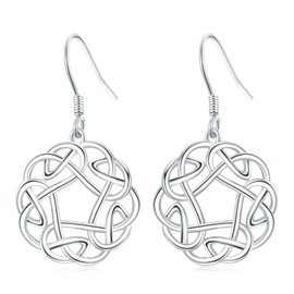 Moonstone Circle Celtic Drop Earrings for Women Sterling Silver Irish Knot Dangle Hooks Earrings for Girls Birthday Anniversary Christmas Gifts
