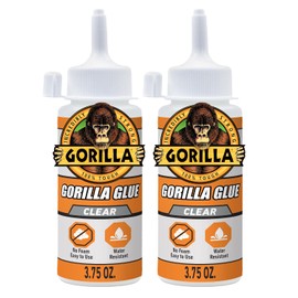 Gorilla - Pegamento transparente, botella de 3.1 onzas (paquete de 2) - Transparente, todo uso y resistente al agua
