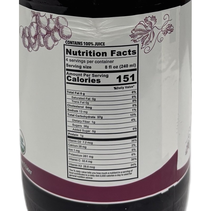 Anna and Sarah 33.8 Oz Organic Grape Juice - Glass