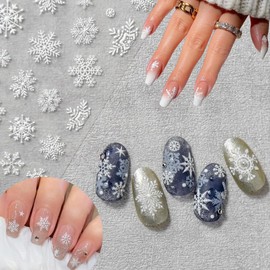 30Pcs Christmas White Snowflake Nail Art Stickers Decals Winter Christmas Snow Nail Self-Adhesive Sticker Designs Xmas Big Snowflake Nail Transfer Decal Acrylic Supplies for Women Manicure Decorations