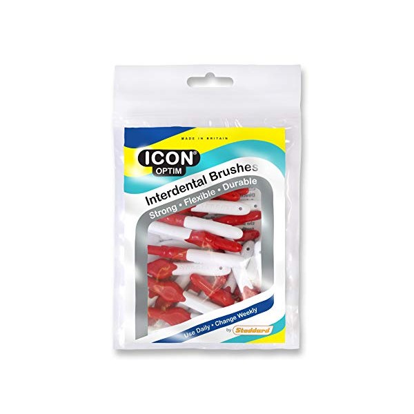 25 Stoddard ICON Interdental Brushes. VALUE PACK. All with extendable handles.CHOOSE FROM Four different sizes and colours available. FLOSS, Toothpick, PLAQUE TARTAR REMOVAL ORAL HYGIENE - Red 0.5 mm