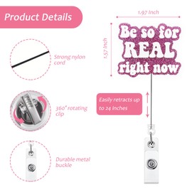 Funny and Cute Pink Nurse Badge Reel Be So for Real Right Now Nursing ID Badge Holder Retractable Clip Pediatric Medical CNA RN Student Badge Reel Nurse Gifts