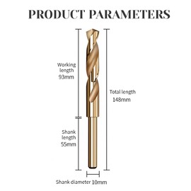 6542 HSS Drill Bit 14mm Reduced Shank Twist Drill Bit High Speed Steel Cobalt Drill Bit for Metal Stainless Steel Aluminium Wood Non-Ferrous Etc