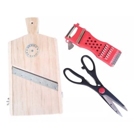genericos varios Rebanador De Papas, De Madera 27cm Incluye Accesorios