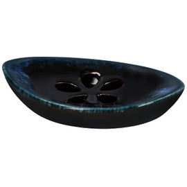 LungMongKol Shop Ceramic Soap Dish with Self Draining Tray for Bar Soap, Bathroom, Kitchen (Blue No.2)