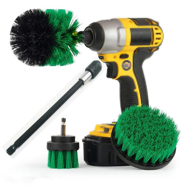 All Purpose Drill Brush with 6 Inch Extender Bathroom Surfaces