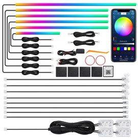 Dreamcolor Acrylic Interior Car LED Strip Light with Wireless APP, RGB 18 in 1 with 175 inches 612 LEDs Fiber Optic Strip Lights for Car, Dual Zone Music Sync Neon Car Ambient Lighting Kits