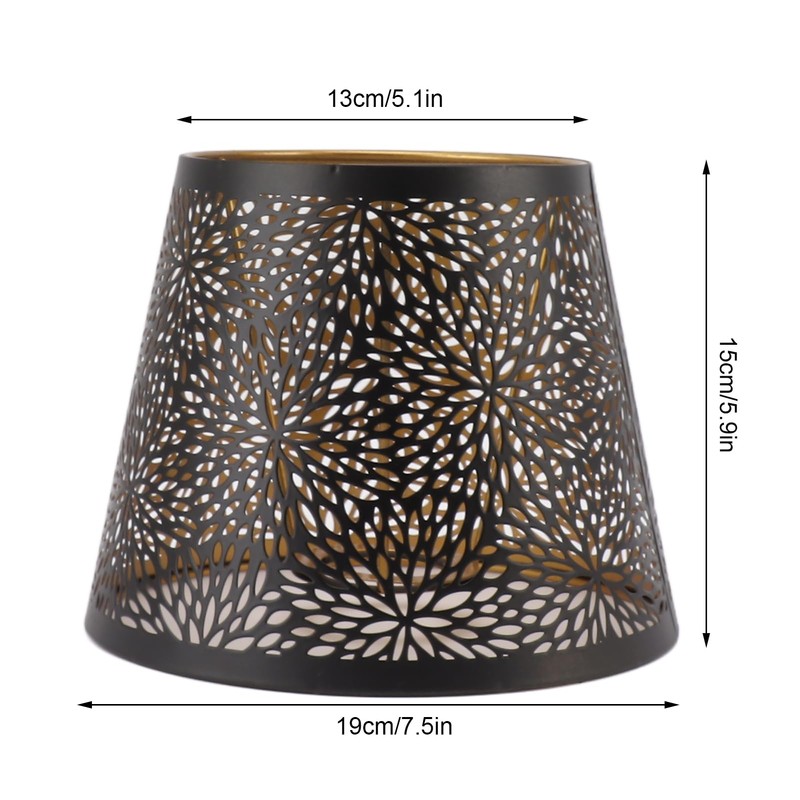 Lampshade, Black E26-E27 Metal Lampshade Cover Iron with Inner Gold
