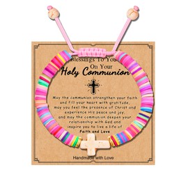 CJIAYUJEW Cross Bracelet for Women God Bless You Cross Bracelet First Communion Baptism Confirmation Gifts Cross Bracelet Jewelry (First Communion)